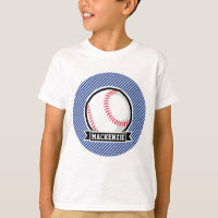 Baseball on Blue & White Stripes
