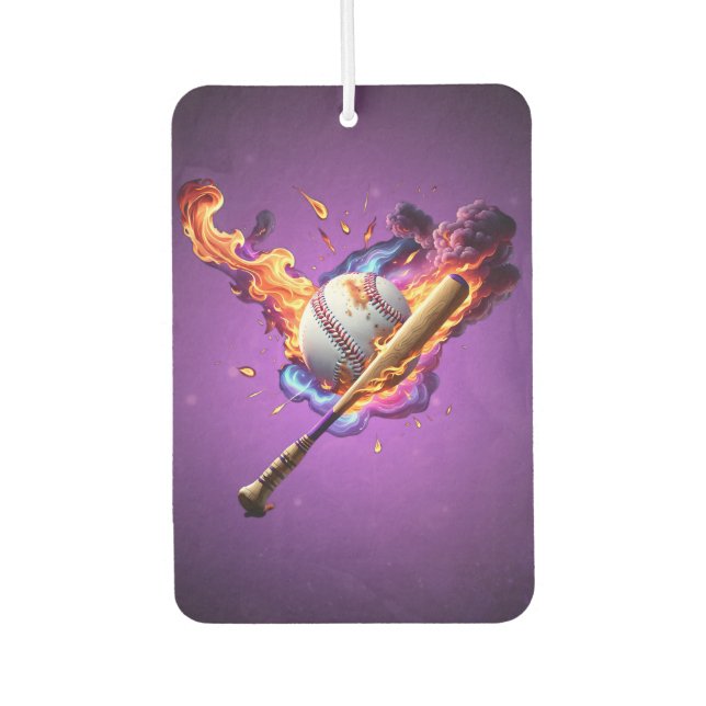 Baseball on Fire.  Car Air Freshener (Front)