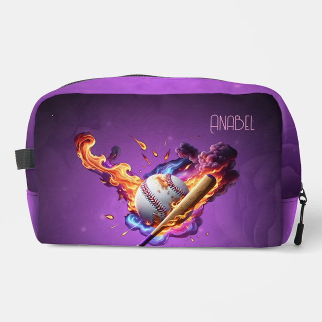 Baseball on Fire.  Dopp Kit (Front)