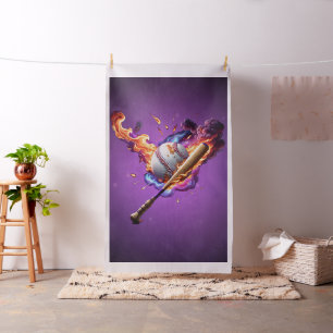Baseball on Fire. Fabric