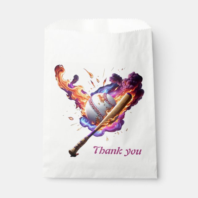 Baseball on Fire.  Favour Bag (Front)