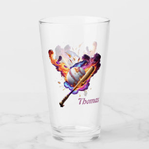 Baseball on Fire. Glass