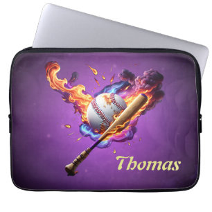Baseball on Fire.  Laptop Sleeve