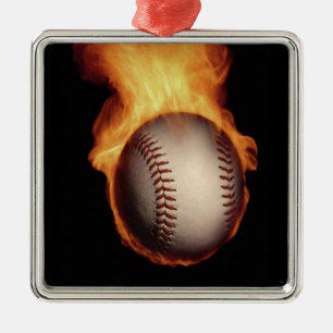 Baseball on Fire Ornament
