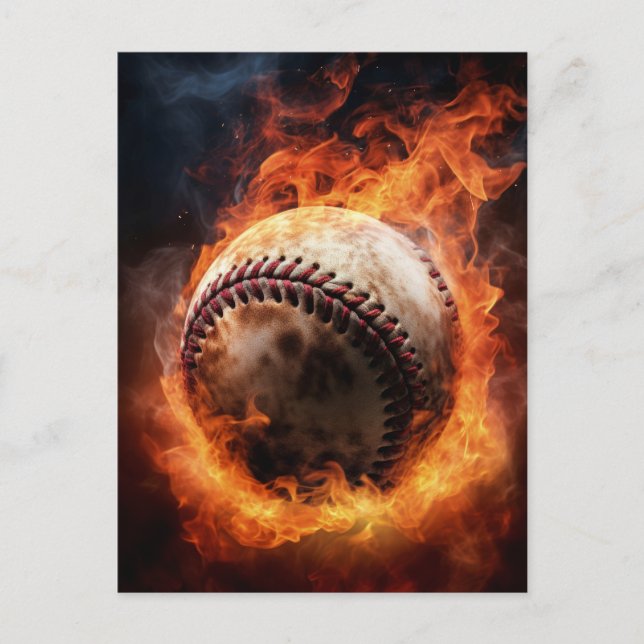 Baseball on Fire Postcard (Front)