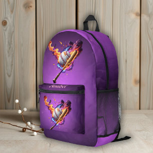 Baseball on Fire.  Printed Backpack