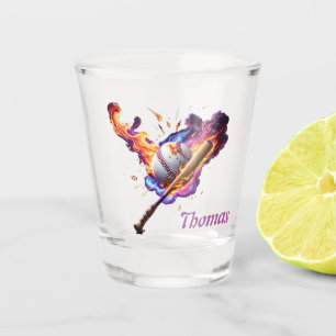 Baseball on Fire.  Shot Glass