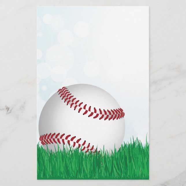 baseball on grass stationery (Front)