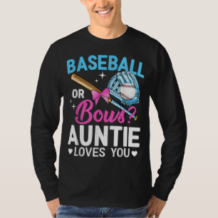 Baseball Or Bows Auntie Loves You Gender Reveal T-Shirt