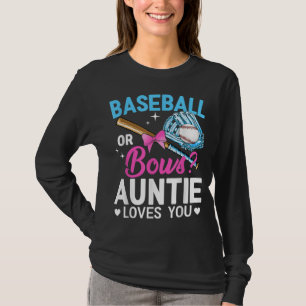 Baseball Or Bows Auntie Loves You Gender Reveal T-Shirt