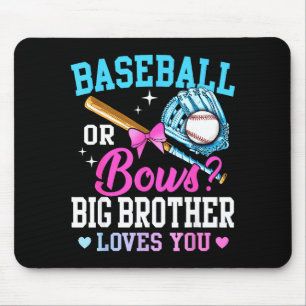 Baseball or bows big brother loves gender pink or mouse pad