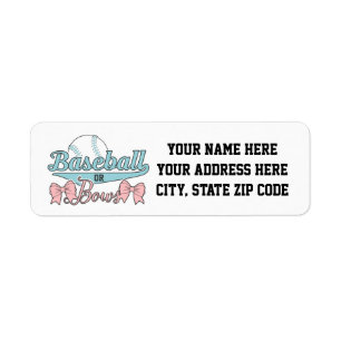 Baseball or Bows Gender Reveal Address Labels