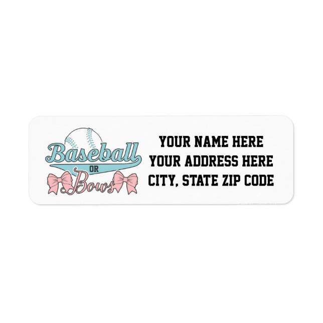 Baseball or Bows Gender Reveal Address Labels (Front)
