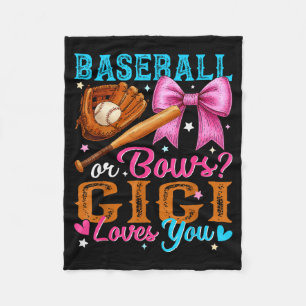 Baseball Or Bows Gigi Loves You Gender Reveal Baby Fleece Blanket