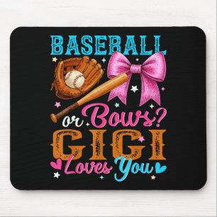 Baseball Or Bows Gigi Loves You Gender Reveal Baby Mouse Pad