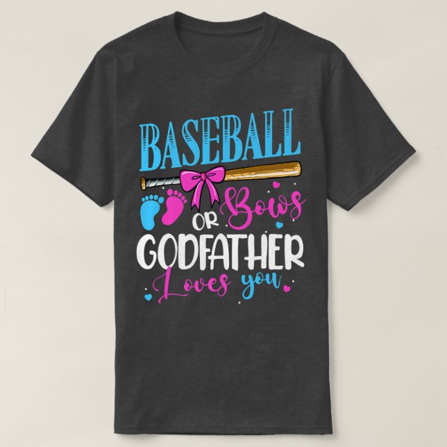 Baseball Or Bows Godfather Loves You Pink Blue Gen T-Shirt (Design Front)