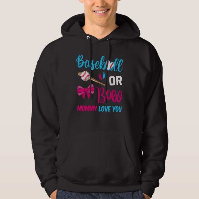 Baseball or Bows Mommy loves you Gender Reveal par Hoodie (Front)