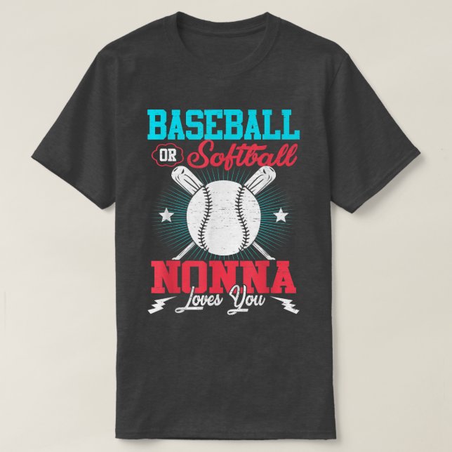 Baseball Or Softball Announcement Gender Reveal No T-Shirt (Design Front)