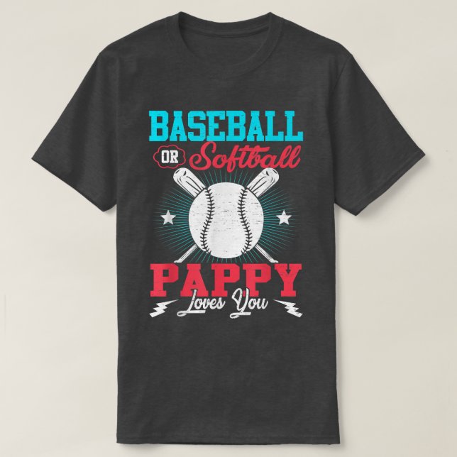 Baseball Or Softball Announcement Gender Reveal Pa T-Shirt (Design Front)