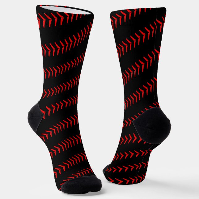 Baseball or Softball Player Red Laces on Black Socks (Angled)