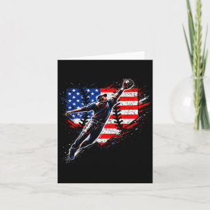 Baseball Outfielder American Flag Summer Fourth Card