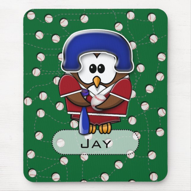 baseball owl mouse pad (Front)