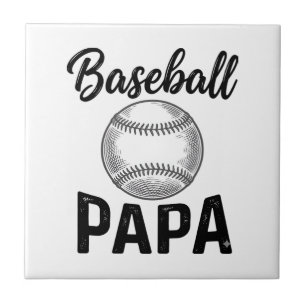 Baseball Papa Vintage Engraving Shirt Design_1 Ceramic Tile