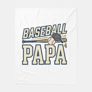 Baseball Papa Vintage Engraving Shirt Design_1 Fleece Blanket