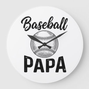 Baseball Papa Vintage Engraving Shirt Design_1 Large Clock