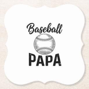 Baseball Papa Vintage Engraving Shirt Design_1 Paper Coaster