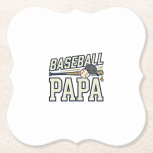Baseball Papa Vintage Engraving Shirt Design_1 Paper Coaster