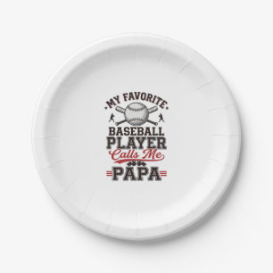 Baseball Papa Vintage Engraving Vector Design_1 Paper Plate