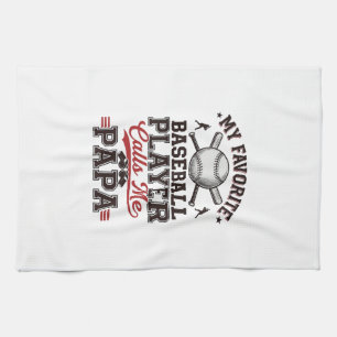 Baseball Papa Vintage Engraving Vector Design_1 Tea Towel