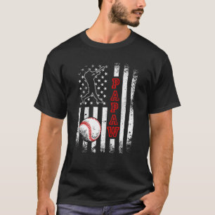 Baseball Papaw American Flag  Vintage Baseball T-Shirt