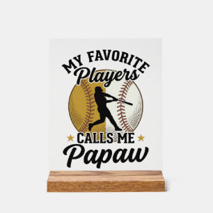 Baseball Papaw Favourite Players Vintage Shirt Des Acrylic Sign