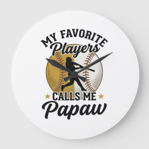 Baseball Papaw Favourite Players Vintage Shirt Des Large Clock