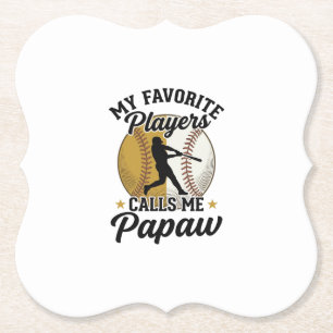 Baseball Papaw Favourite Players Vintage Shirt Des Paper Coaster