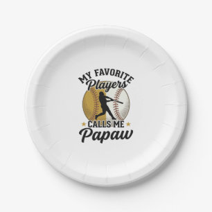 Baseball Papaw Favourite Players Vintage Shirt Des Paper Plate