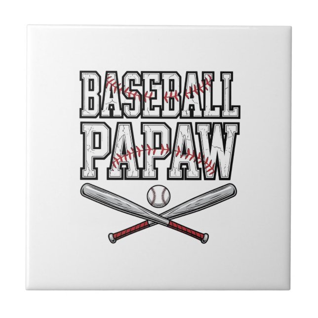 Baseball Papaw Vintage Engraving Design_1 Ceramic Tile (Front)
