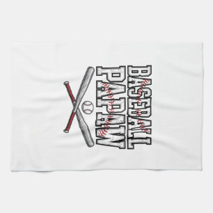 Baseball Papaw Vintage Engraving Design_1 Tea Towel