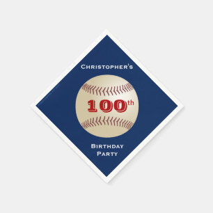 Baseball Paper Napkins, 100th Birthday Party Napkin
