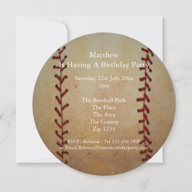 Baseball Party Invitation (Front)