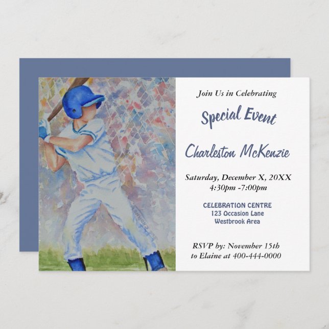BASEBALL PARTY INVITATION (Front/Back)