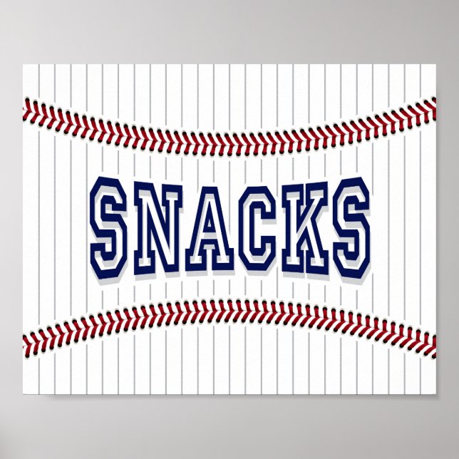 Baseball Party SNACKS Sign Print (Front)