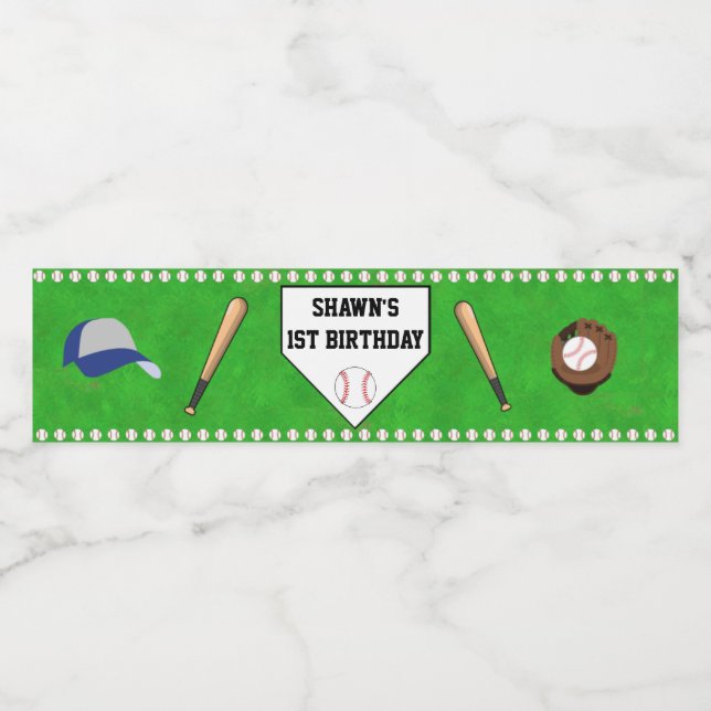 Baseball Party Water Bottle Label (Single Label)