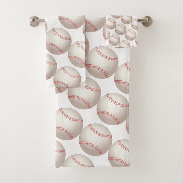 Baseball Pattern Bathroom Towel Set (Insitu)