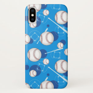 Baseball Pattern Blue iPhone X Case