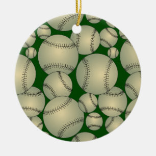 Baseball Pattern Ceramic Ornament