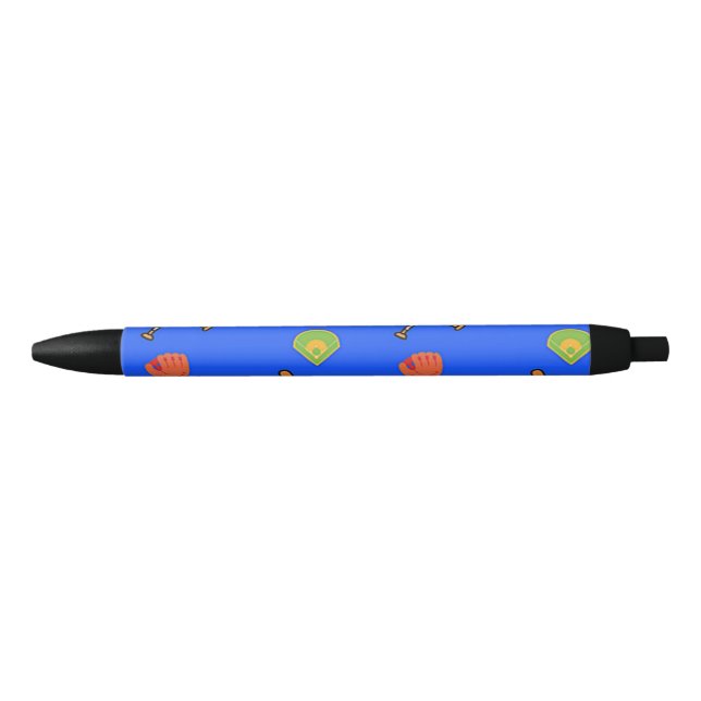 Baseball pattern on blue black ink pen (Front)