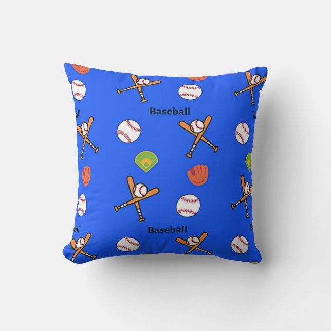 Baseball pattern on blue cushion (Front)